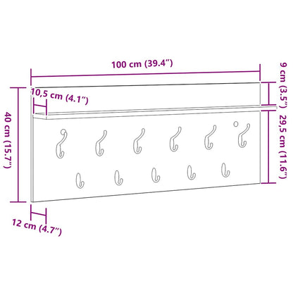 Vegghengt kleshenger med hylle Gammelt tre 100 x 40 x 12 cm