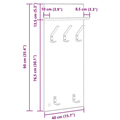 Kleshengere Svart Eik 40 x 10 x 90 cm