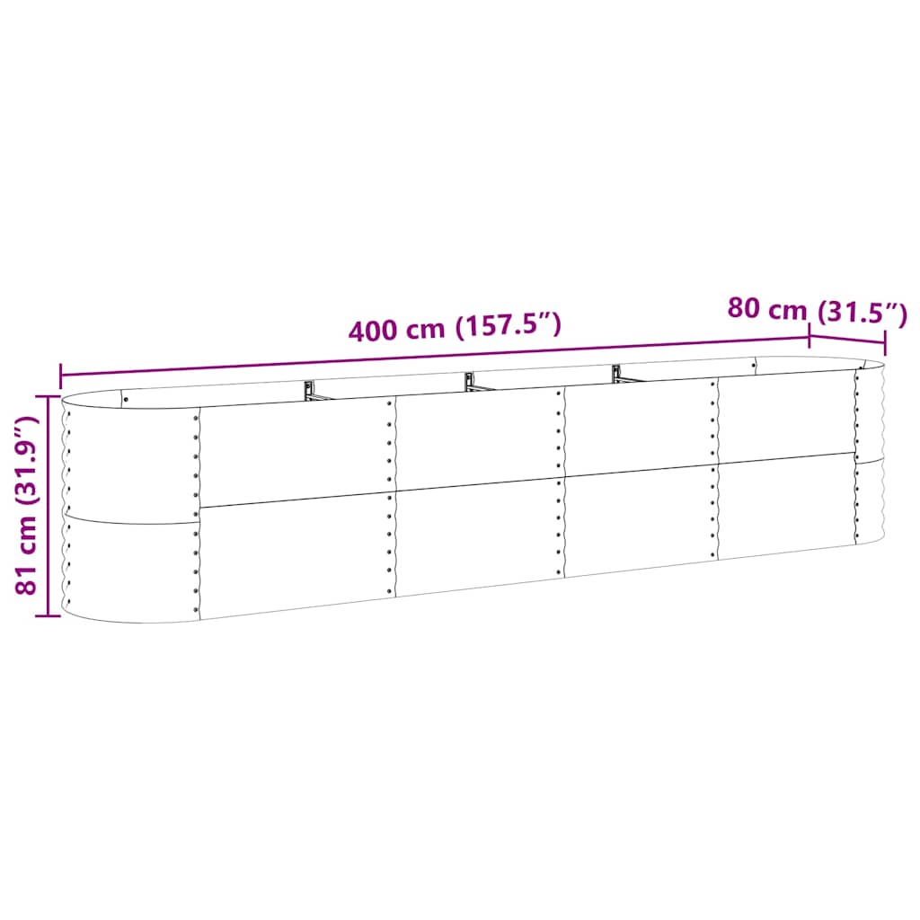 Hevet bed Brun 400 x 80 x 81 cm Stål