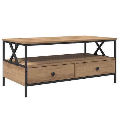 Salongbord Sofabord Artisan Eik med skuff med hylle 100 x 51 x 45 cm