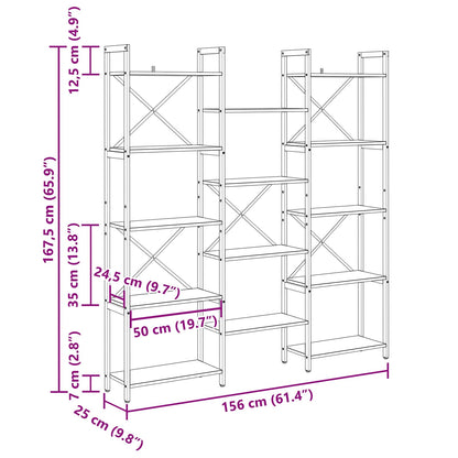 Bokhylle Svart Eik 156 x 25 x 167 cm Konstruert tre