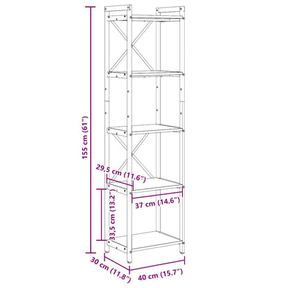 Bokhylle Svart eik 40 x 30 x 153 cm Konstruert tre