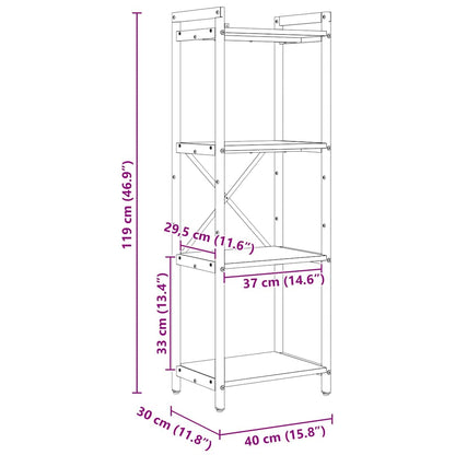 Bokhylle Svart eik 40 x 30 x 118 cm Konstruert tre