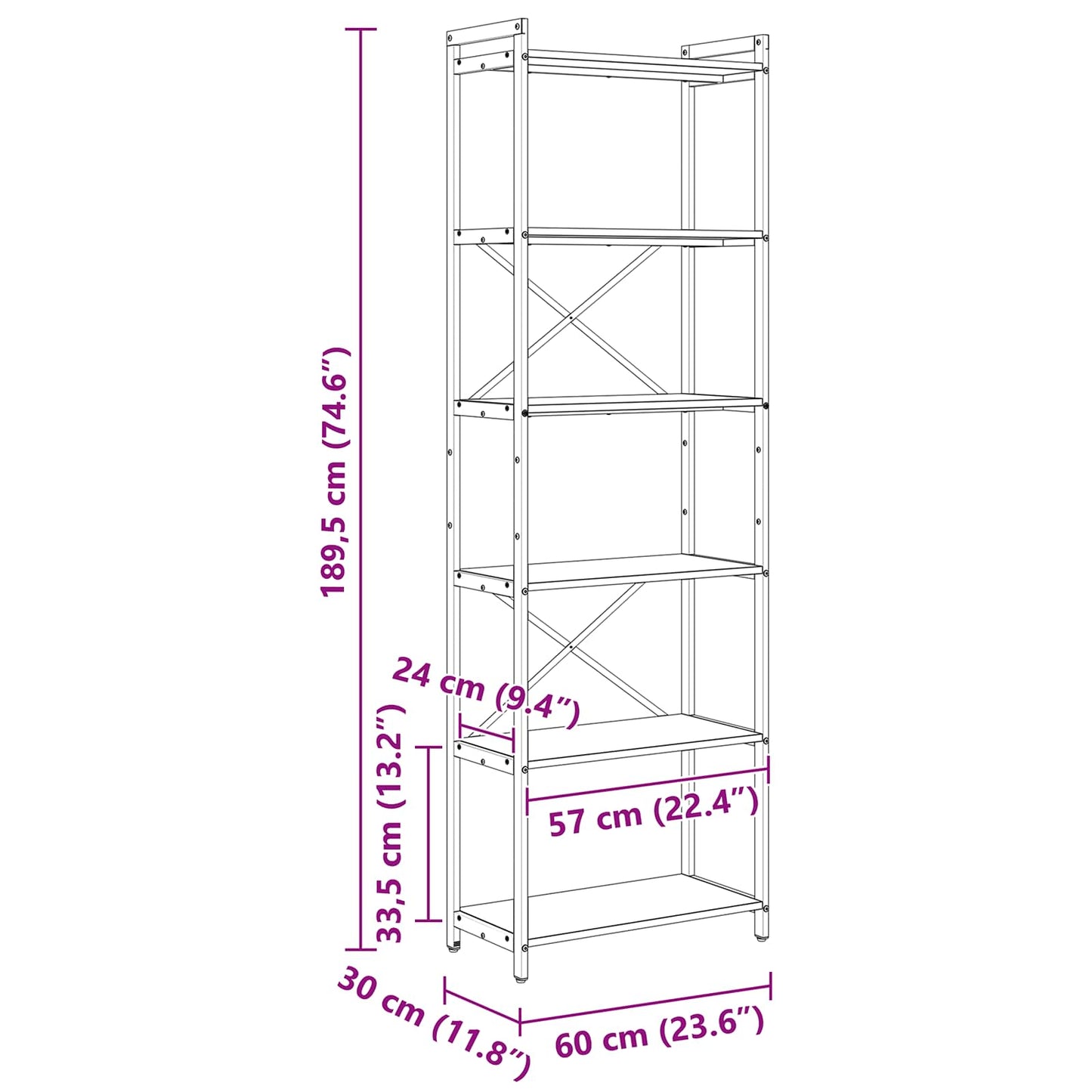 Bokhylle Gammelt Tre 40 x 30 x 85 cm