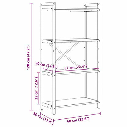 Bokhylle Svart eik 60 x 30 x 118 cm Konstruert tre