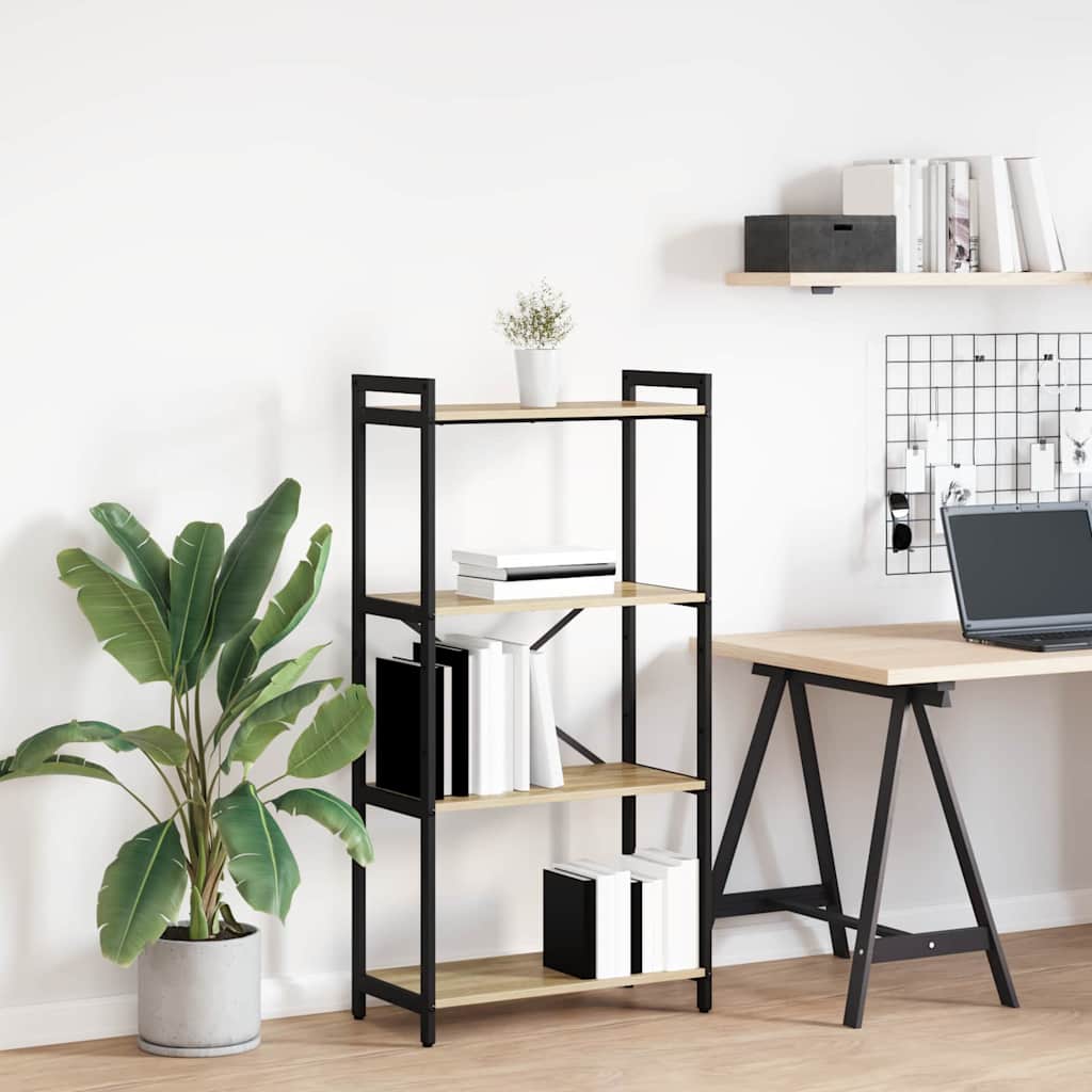 Bokhylle Sonoma eik 60 x 30 x 118 cm MDF og stål