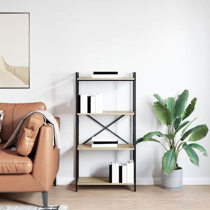 Bokhylle Sonoma eik 60 x 30 x 118 cm MDF og stål