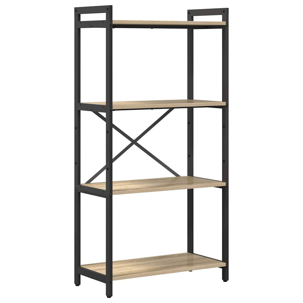 Bokhylle Sonoma eik 60 x 30 x 118 cm MDF og stål