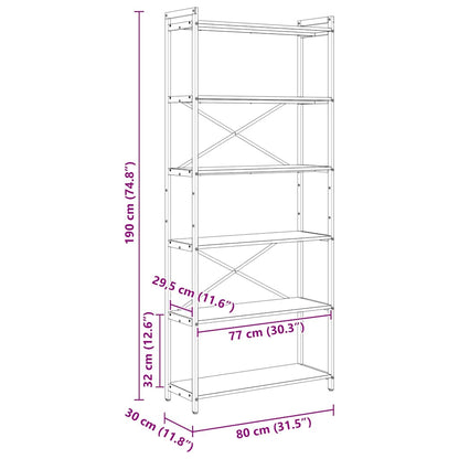 Bokhylle Sonoma eik 80 x 30 x 188 cm Konstruert tre
