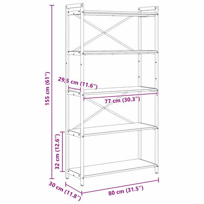 Bokhylle Svart eik 80 x 30 x 153 cm Konstruert tre