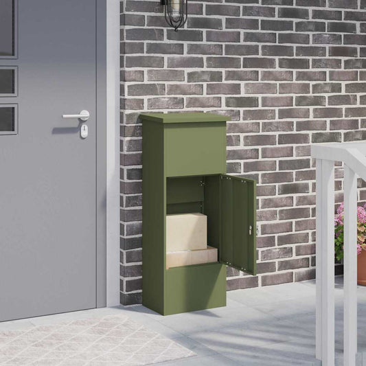 Postkasse Pakkeinnkast med lagring Olivengrønn 44,5 x 29 x 110,5 cm Stål