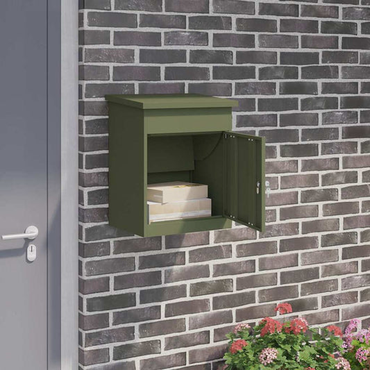 Postkasse Pakkeinnkast med lagring Olivengrønn 47.5 x 38 x 59 cm Stål