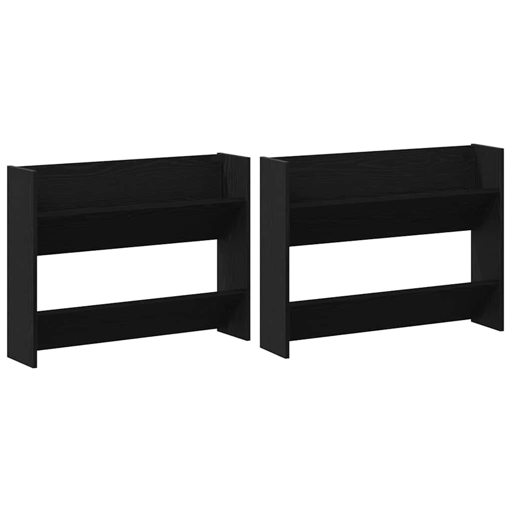 Sko Skap 2 pcs Svart Eik 83 x 18 x 60 cm Konstruert tre