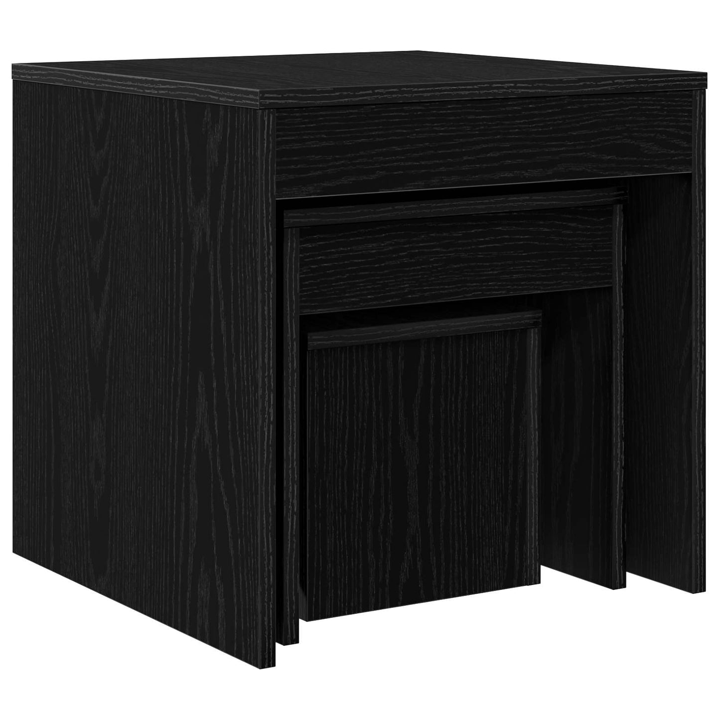 Kaffebord 3 pcs Svart Eik Konstruert tre