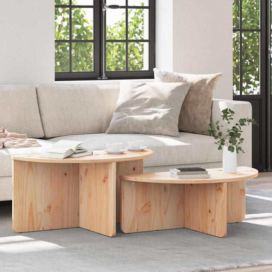 Salongbord Sofabord Tre 2 stk Naturlig 79 x 39.5 x 40 cm Massiv furu tre