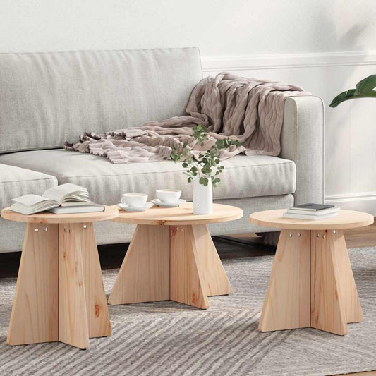 Salongbord Sofabord Tre 3 stk Naturlig 49 x 49 x 30 cm Massiv furu tre