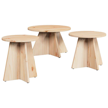Salongbord Sofabord Tre 3 stk Naturlig 49 x 49 x 30 cm Massiv furu tre