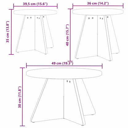 Salongbord Sofabord Tre 3 stk Vokset brun 49 x 49 x 30 cm Massiv furu tre
