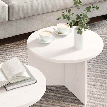 Salongbord Sofabord Hvit Sett 2 stk 49 x 49 x 28 cm Massiv furu tre