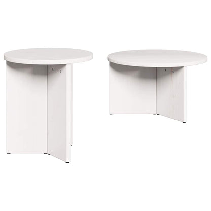 Salongbord Sofabord Hvit Sett 2 stk 49 x 49 x 28 cm Massiv furu tre