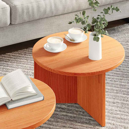 Salongbord Sofabord Brun Sett 2 stk Voksbrun 49 x 49 x 28 cm Massiv furu tre
