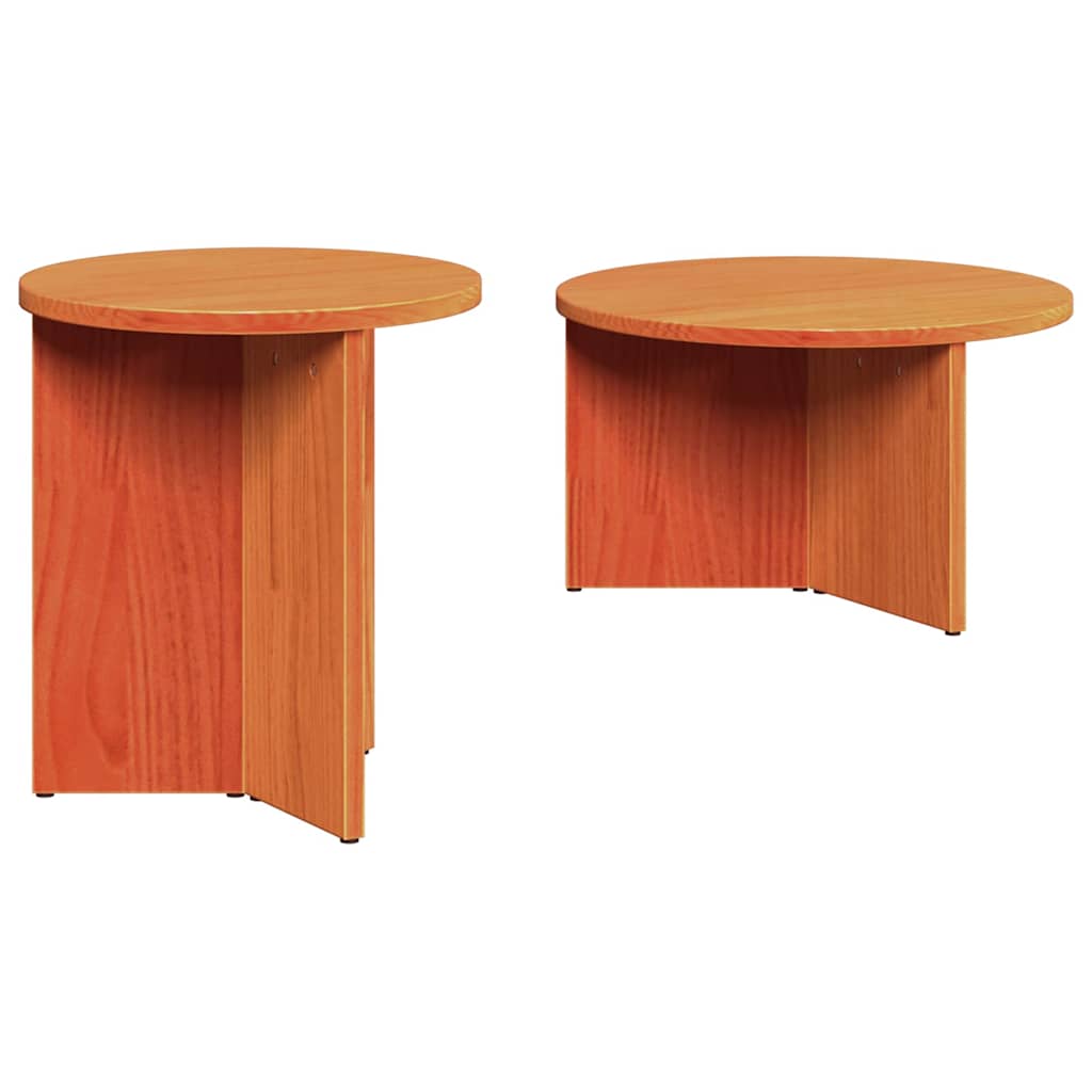 Salongbord Sofabord Brun Sett 2 stk Voksbrun 49 x 49 x 28 cm Massiv furu tre