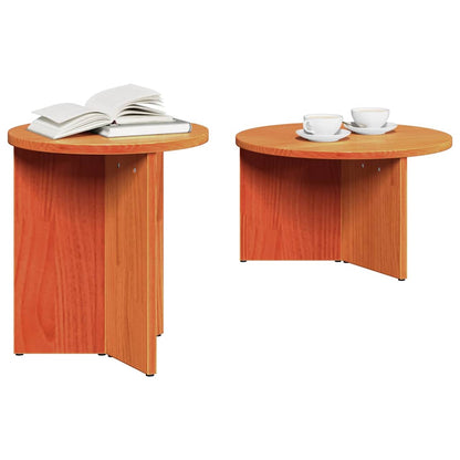 Salongbord Sofabord Brun Sett 2 stk Voksbrun 49 x 49 x 28 cm Massiv furu tre
