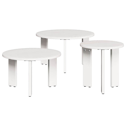 Kaffebord 3 pcs Hvit Heltre furu