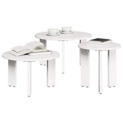 Kaffebord 3 pcs Hvit Heltre furu