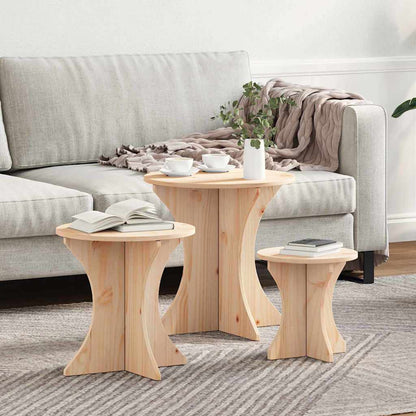 Salongbord Sofabord Tre 3 stk Naturlig 46 x 46 x 47 cm Massiv furu tre
