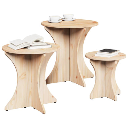 Salongbord Sofabord Tre 3 stk Naturlig 46 x 46 x 47 cm Massiv furu tre