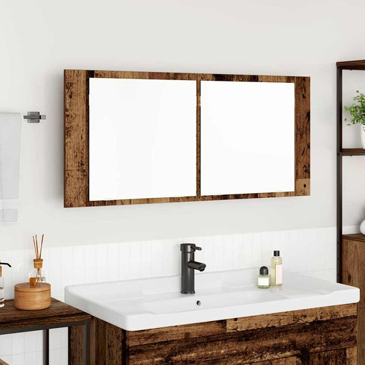 Baderomsspeil LED Speilskap Gammelt Tre Tre, Glass 100 x 45 cm