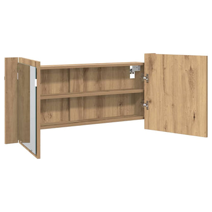 Baderomsspeil LED Speilskap Håndlaget Eik 100x12x45 cm