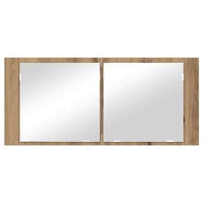 Baderomsspeil LED Speilskap Håndlaget Eik 100x12x45 cm