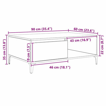 Salongbord Sofabord Artisan Eik med hylle 90 x 60 x 35 cm