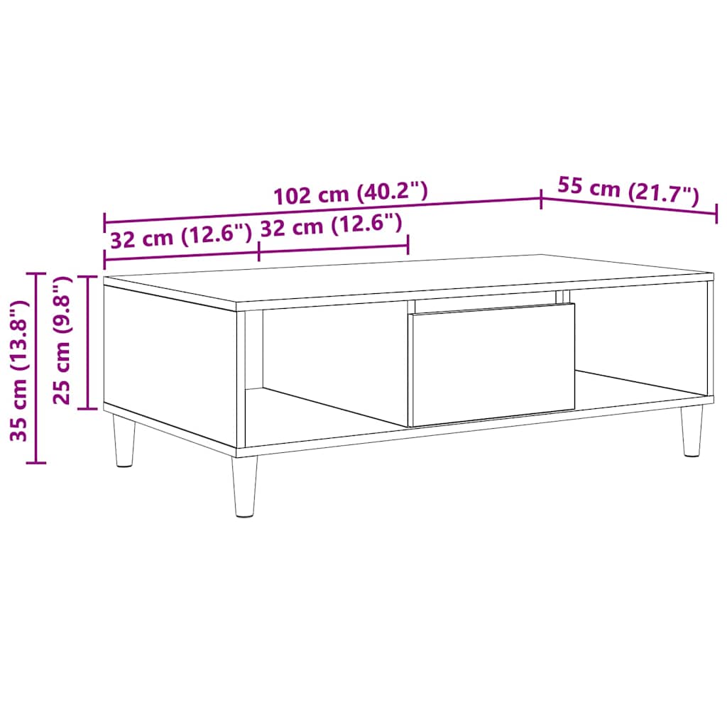 Salongbord Sofabord Gammelt Tre med lagring med dør 103.5 x 60 x 35 cm