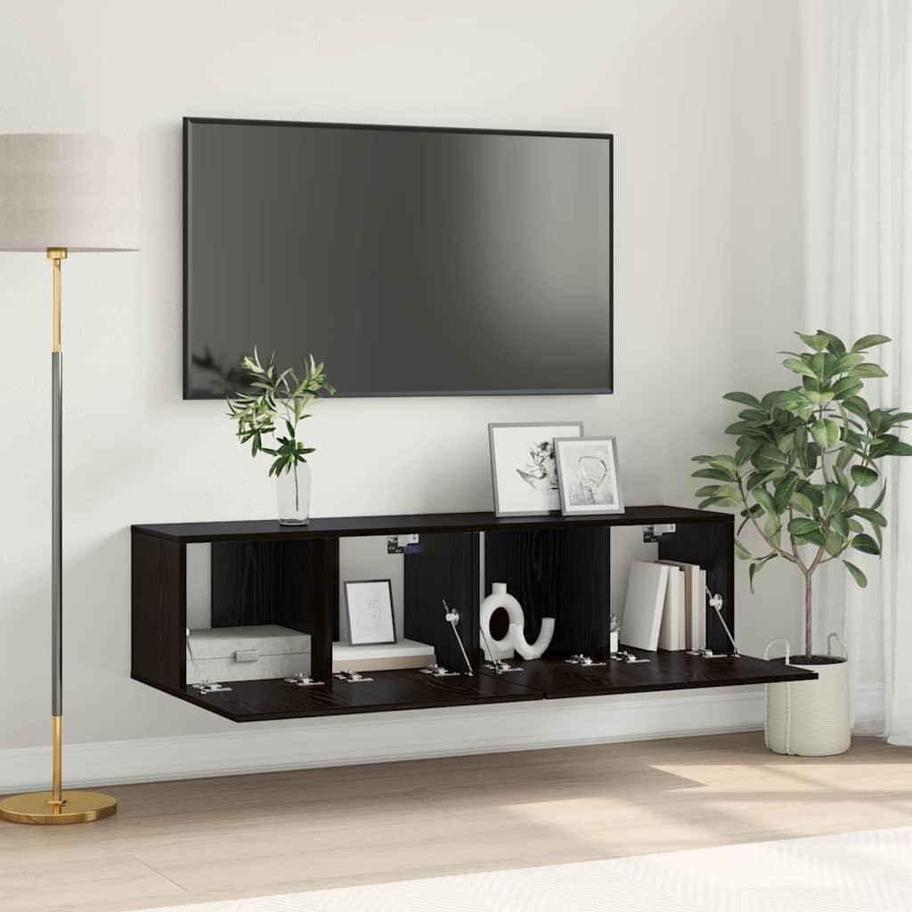 TV-Møbel Svart Eik TV-skapsett Liten TV-skap Rektangulær