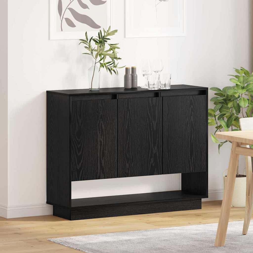 Skjenk Svart Eik med hylle med dør 97 x 29 x 75 cm