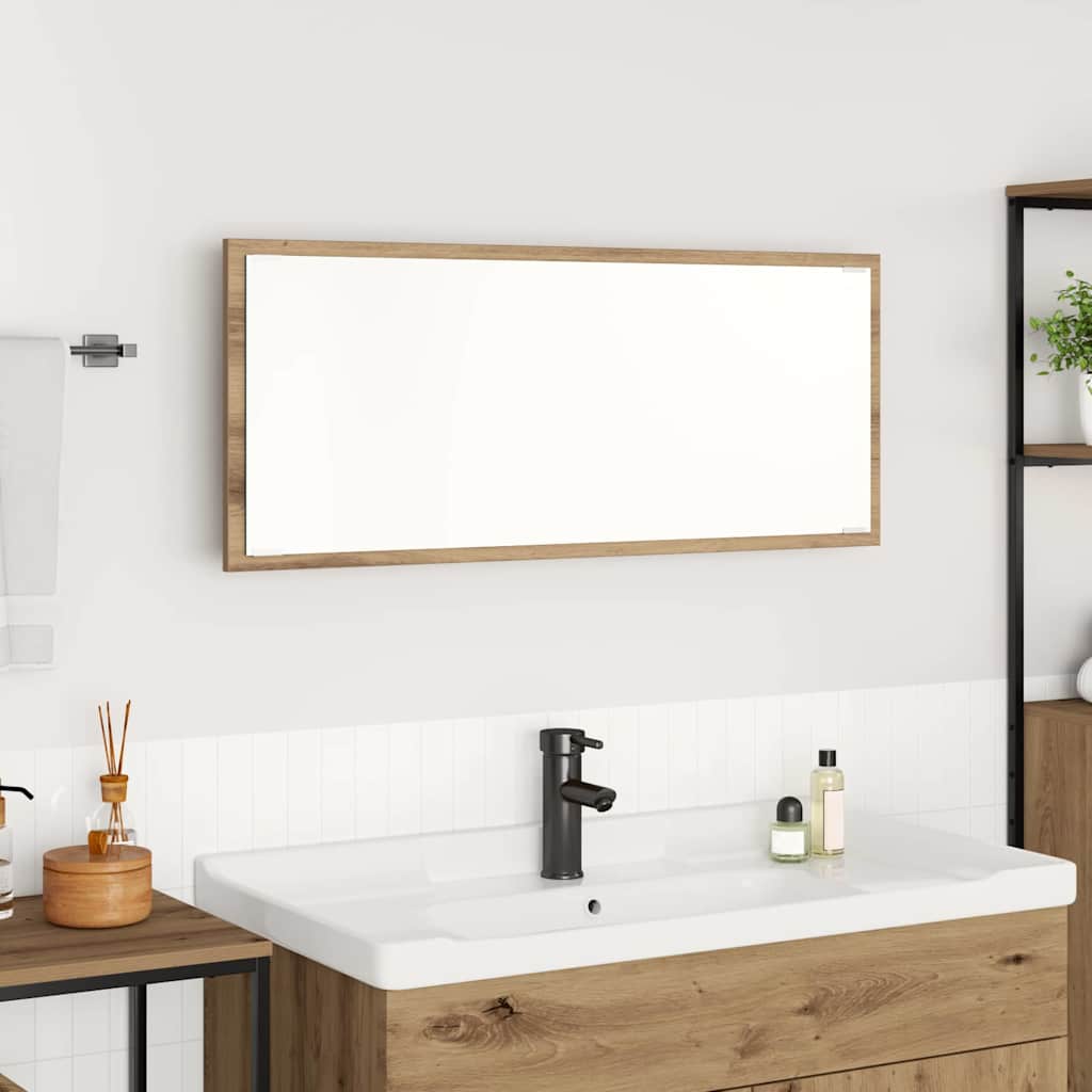 Baderomsspeil Artisan eik Konstruert tre, Glass 90 x 8.5 x 37 cm