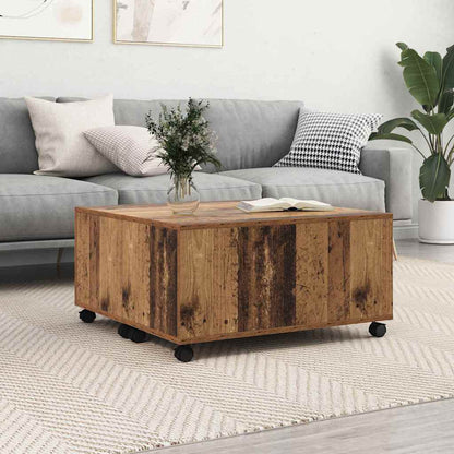 Salongbord Sofabord Gammelt Tre med hjul med lagring 75 x 75 x 38 cm