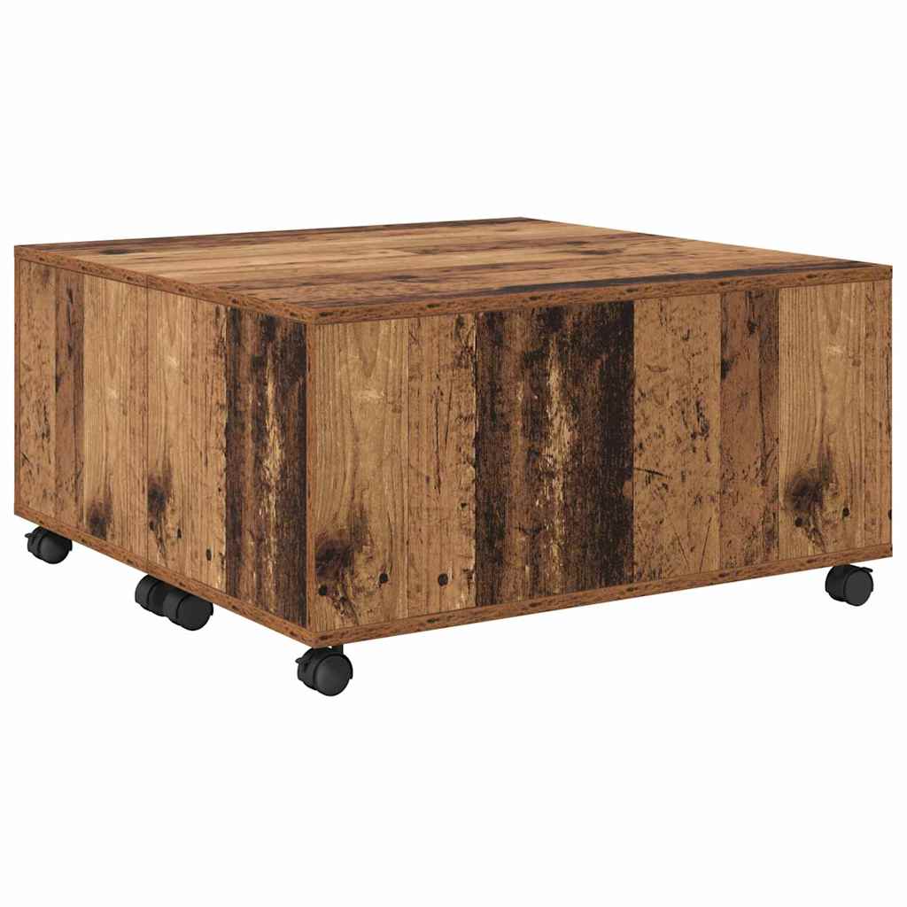 Salongbord Sofabord Gammelt Tre med hjul med lagring 75 x 75 x 38 cm