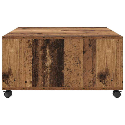 Salongbord Sofabord Gammelt Tre med hjul med lagring 75 x 75 x 38 cm
