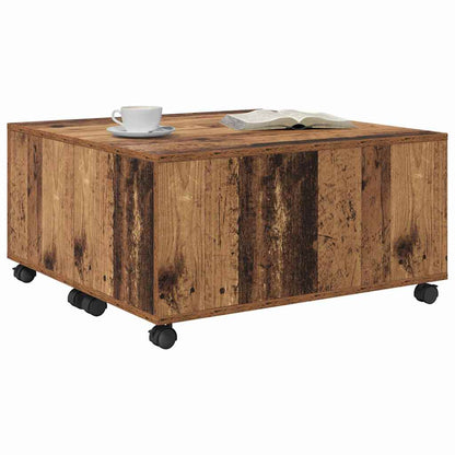 Salongbord Sofabord Gammelt Tre med hjul med lagring 75 x 75 x 38 cm