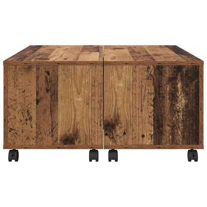 Salongbord Sofabord Gammelt Tre med hjul med lagring 75 x 75 x 38 cm