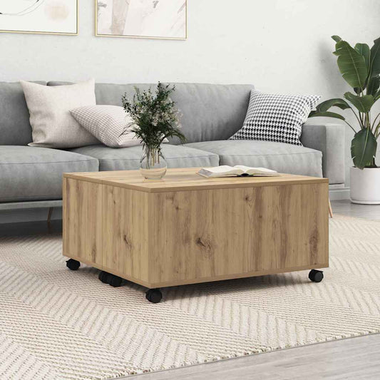 Salongbord Sofabord Artisan Eik med hjul 75 x 75 x 38 cm