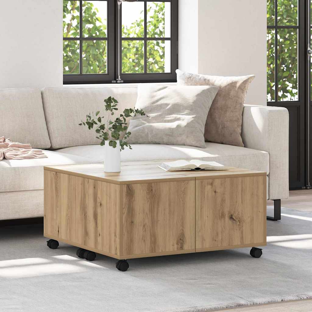 Salongbord Sofabord Artisan Eik med hjul 75 x 75 x 38 cm