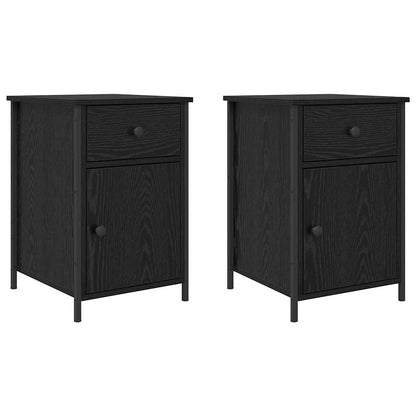 Nattbordskap 2 pcs Svart Eik 40 x 42 x 60 cm Konstruert tre