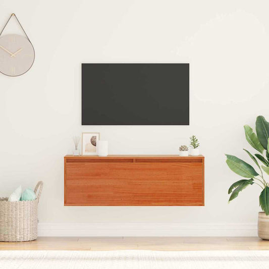 Veggskap Brun med hylle Vokset Brun 100 x 30 x 35 cm Massiv furu