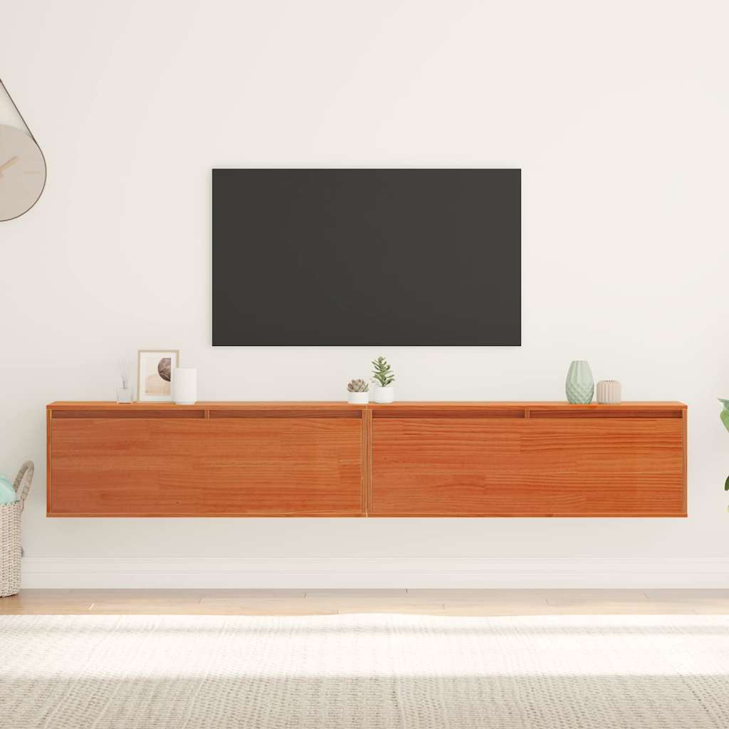 Veggskap Brun med hylle Veggmontert med dør Vokset Brun Massiv furu