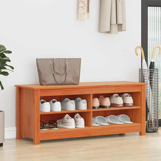 Skoskap Skohylle Skobenk Tre Vokset Brun 110 x 38 x 45,5 cm Massiv furu